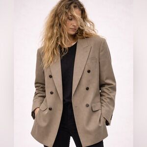 FRANCO TASSI Olive Green Double Breasted Blazer | Oversized Minimalist Workwear